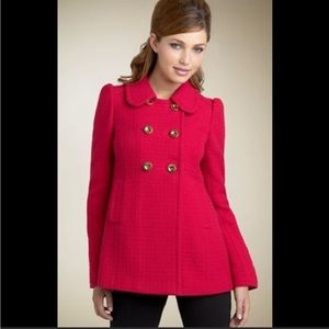 Juicy Couture princess style double breasted peacoat in RED, size Small.